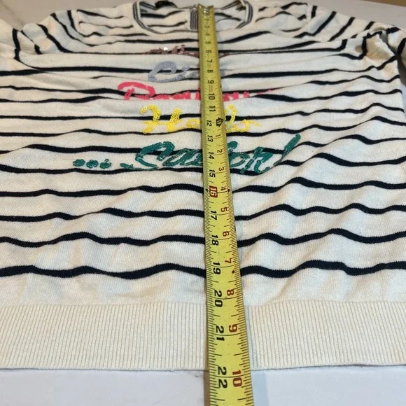 Talbots Pullover HELL-O Sweater Medium striped COTTON - Picture 7 of 7